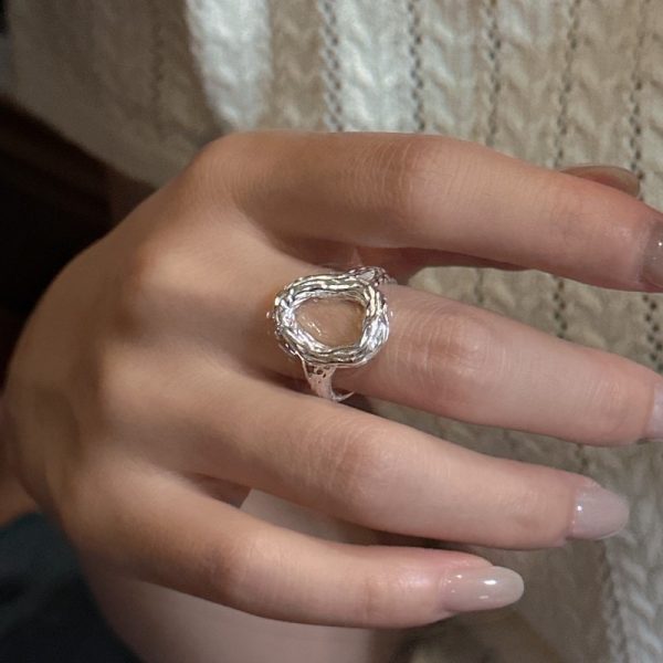 Wholesale 925 Sterling Silver Textured Oval Ring - Image 4