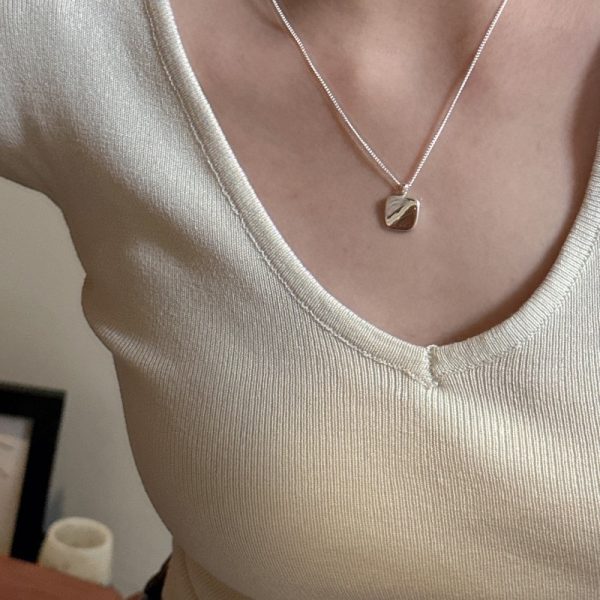 Wholesale 925 Sterling Silver Simple Square Necklace - Image 6