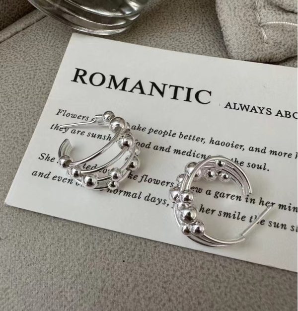 Wholesale 925 Sterling Silver Multilayer Beaded Earrings