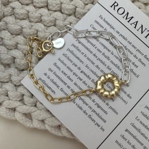 Wholesale 925 Sterling Silver Matte Floral Bracelet