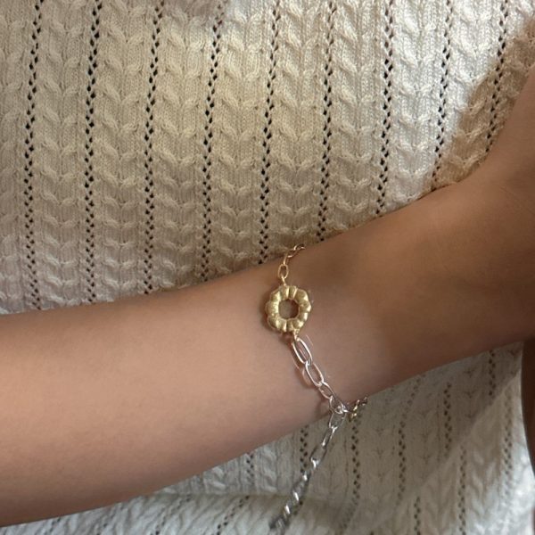 Wholesale 925 Sterling Silver Matte Floral Bracelet - Image 6