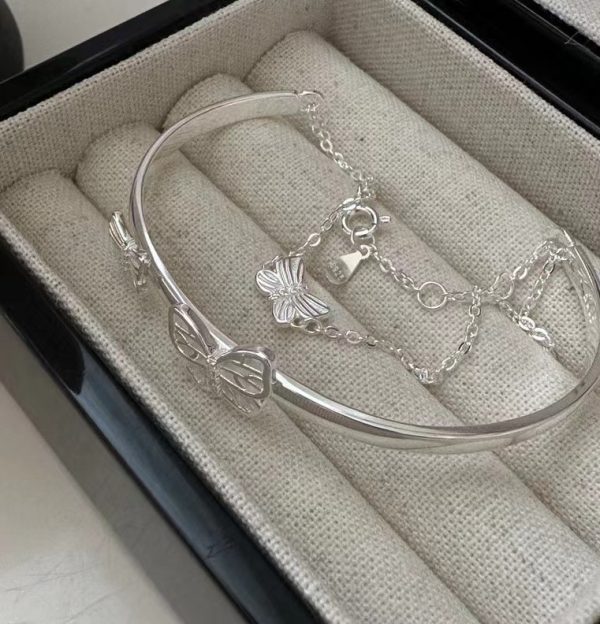 Wholesale 925 Sterling Silver Butterfly Bracelet Bangle - Image 3