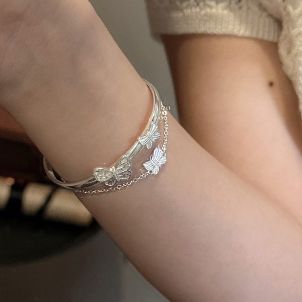 Wholesale 925 Sterling Silver Butterfly Bracelet Bangle - Image 5