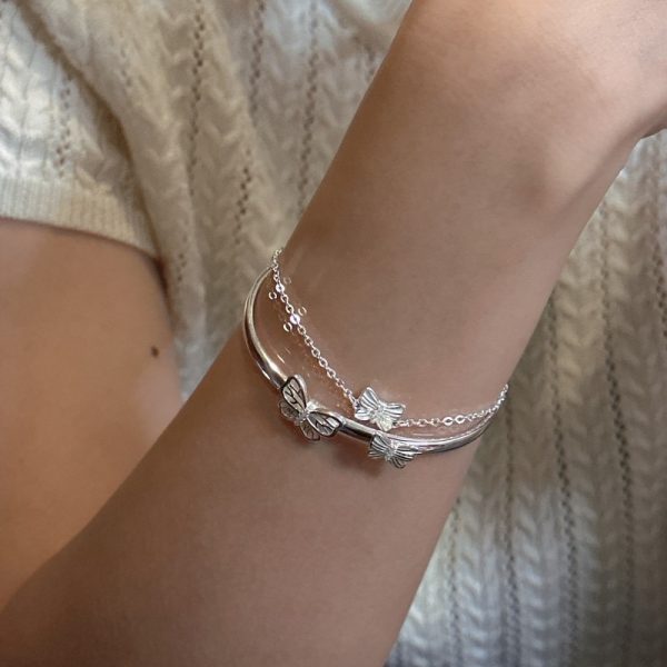Wholesale 925 Sterling Silver Butterfly Bracelet Bangle - Image 6