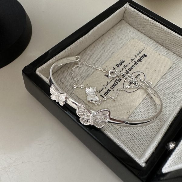 Wholesale 925 Sterling Silver Butterfly Bracelet Bangle - Image 2