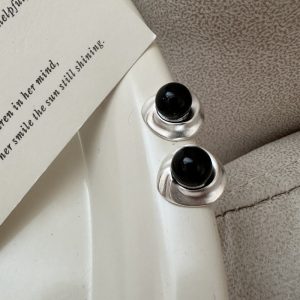 Wholesale 925 Sterling Silver Black Agate Earrings