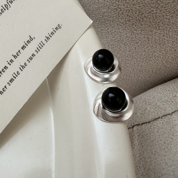Wholesale 925 Sterling Silver Black Agate Earrings