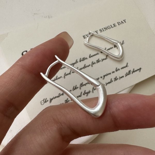 Wholesale 925 Sterling Silver  Simple Matte Earrings - Image 3