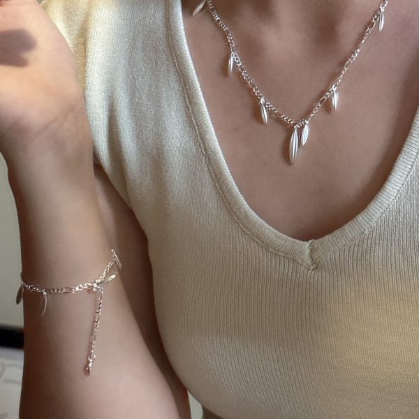 Wholesale 925 Sterling Silver Matte Fringe Necklace - Image 5
