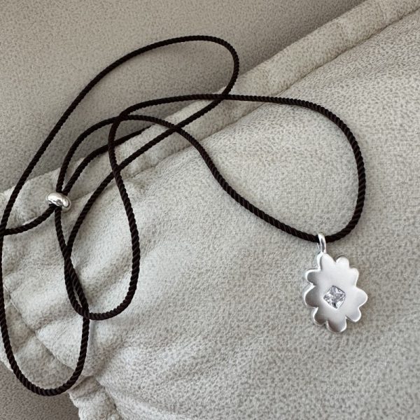 Wholesale 925 Sterling Silver Frangipani Zircon Cord Necklace - Image 2