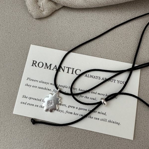 Wholesale 925 Sterling Silver Frangipani Zircon Cord Necklace - Image 3