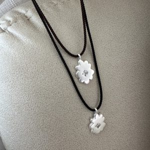 Wholesale 925 Sterling Silver Frangipani Zircon Cord Necklace