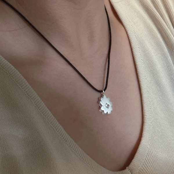 Wholesale 925 Sterling Silver Frangipani Zircon Cord Necklace - Image 6
