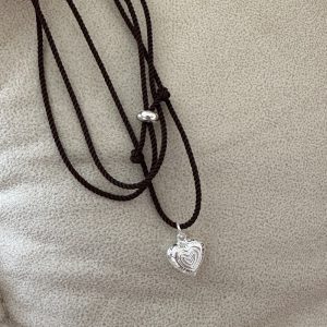 Wholesale 925 Sterling Silver Heart Cord Necklace
