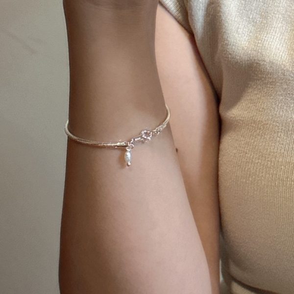 Wholesale 925 Sterling Silver Snake Pearl Bracelet - Image 3