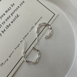 Wholesale 925 Sterling Silver Pleated Hoop Earrings
