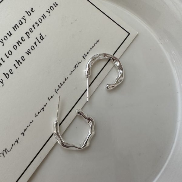Wholesale 925 Sterling Silver Pleated Hoop Earrings