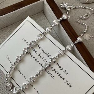 Wholesale 925 Sterling Silver Cat-eye Bead Necklace