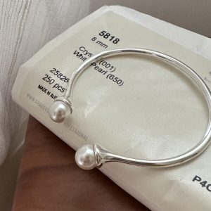 Wholesale 925 Sterling Silver Swarovski Pearl Bangle