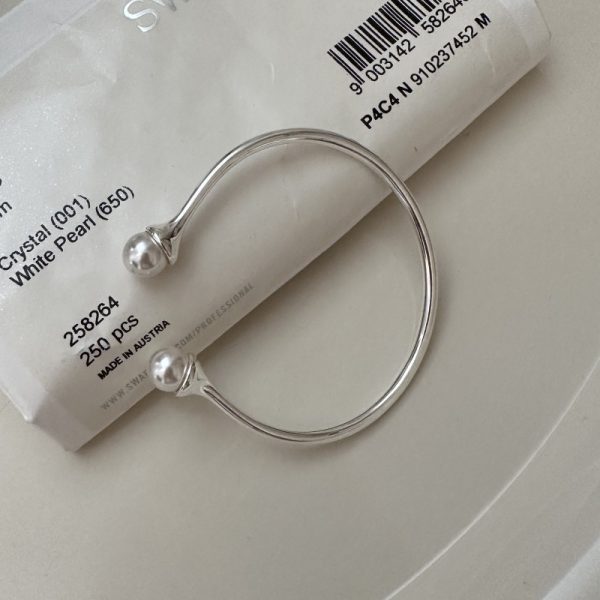 Wholesale 925 Sterling Silver Swarovski Pearl Bangle - Image 2