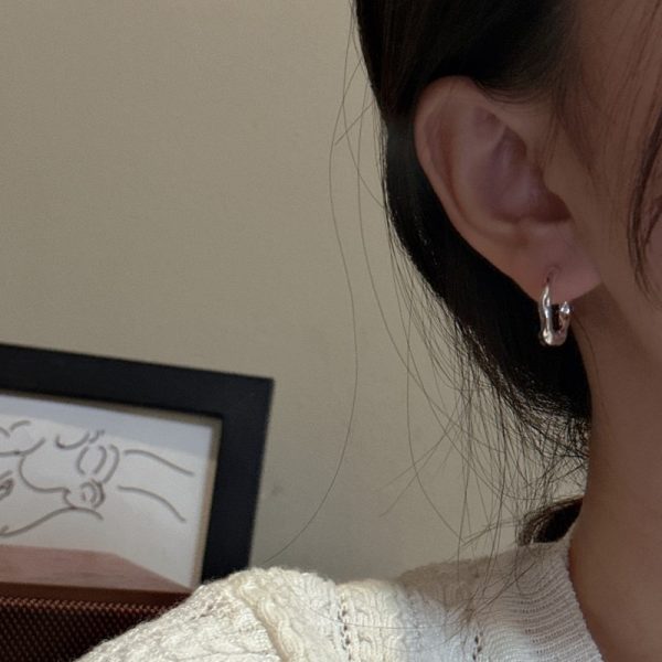 Wholesale 925 Sterling Silver Pleated Hoop Earrings - Image 4