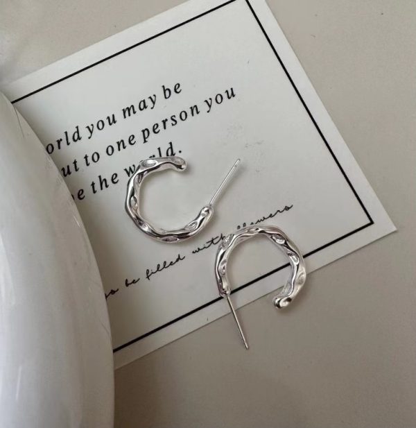 Wholesale 925 Sterling Silver Pleated Hoop Earrings - Image 3