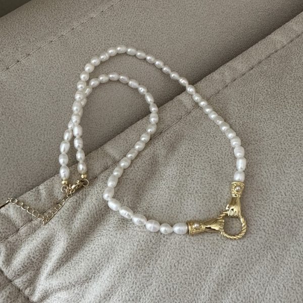 Wholesale 925 Sterling Silver Hand In Hand Pearl Necklace - Image 2