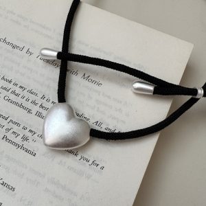 Wholesale 925 Sterling Silver Frosted Heart Cord Necklace