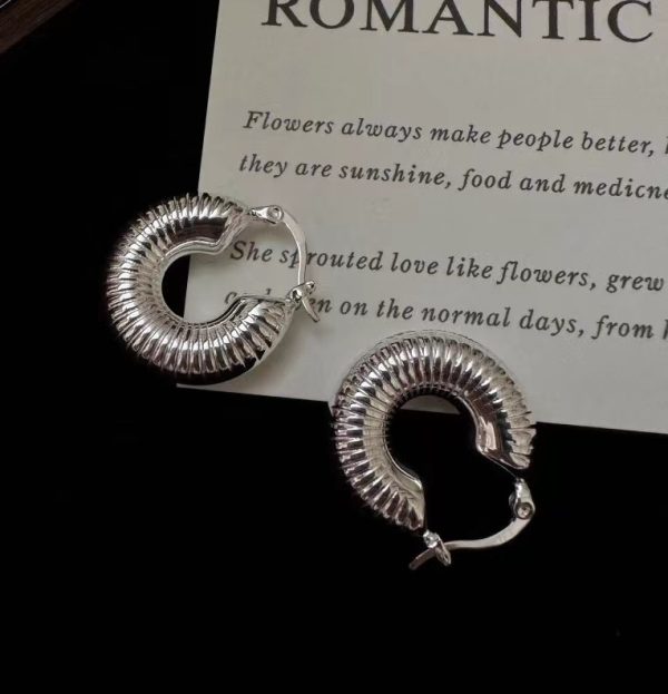 Wholesale 925 Sterling Silver Hollow Striped Buckle Earrings - Image 2