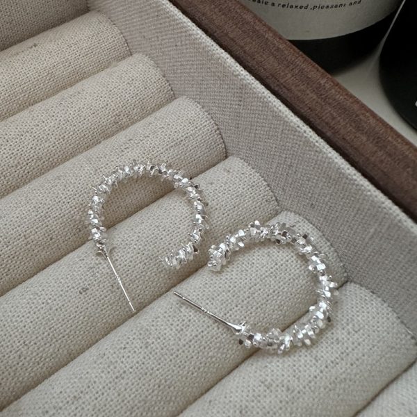 Wholesale 925 Sterling Silver Sparkly Hoop Earrings - Image 2