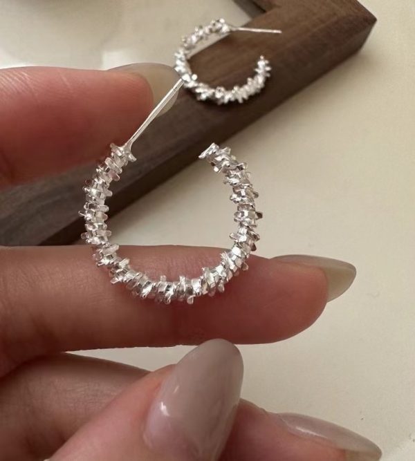 Wholesale 925 Sterling Silver Sparkly Hoop Earrings - Image 3