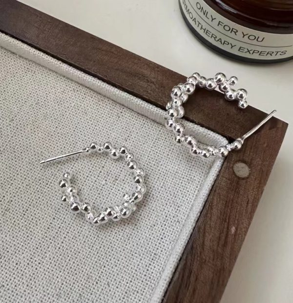Wholesale 925 Sterling Silver Bead Hoop Earrings