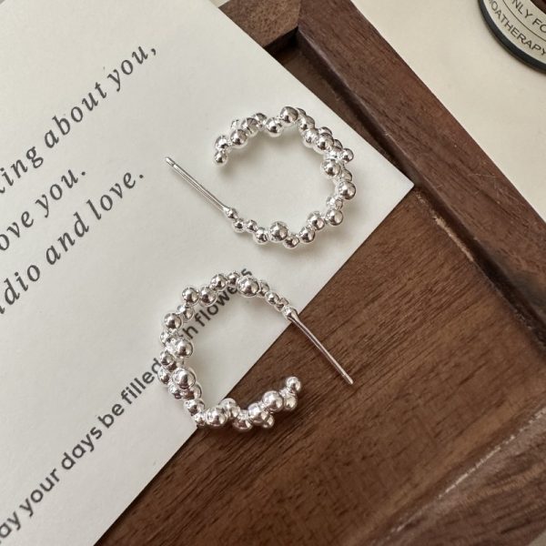 Wholesale 925 Sterling Silver Bead Hoop Earrings - Image 2