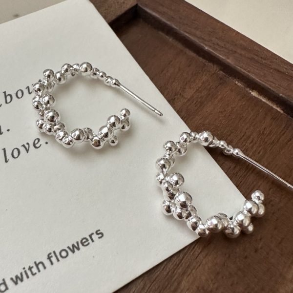 Wholesale 925 Sterling Silver Bead Hoop Earrings - Image 3