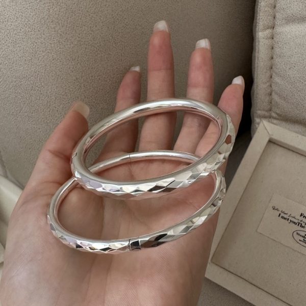 Wholesale 925 Sterling Silver Hollow Diamond Bangle