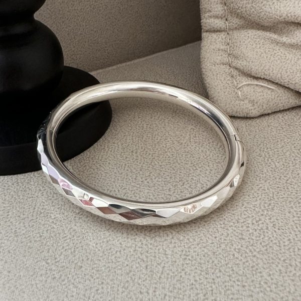 Wholesale 925 Sterling Silver Hollow Diamond Bangle - Image 2