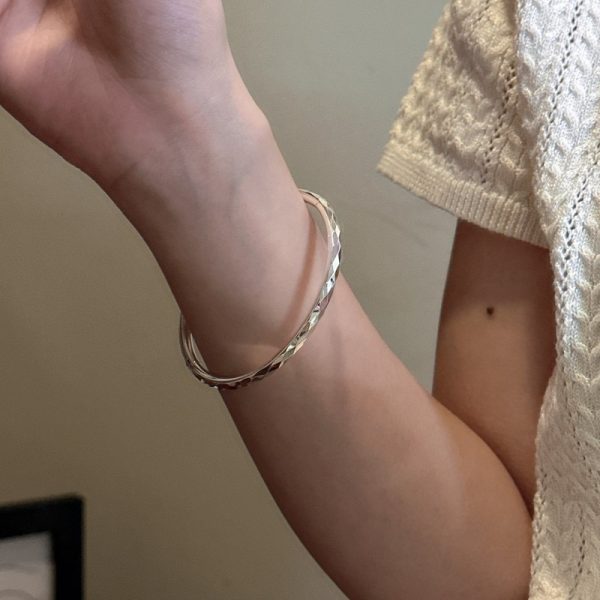 Wholesale 925 Sterling Silver Hollow Diamond Bangle - Image 4