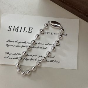 Wholesale 925 Sterling Silver Ingot Bead Bracelet
