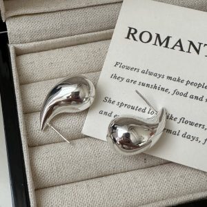 Wholesale 925 Sterling Silver Hollow Teardrop Stud Earrings