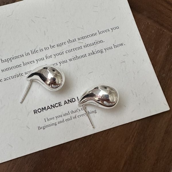 Wholesale 925 Sterling Silver Hollow Teardrop Stud Earrings - Image 2
