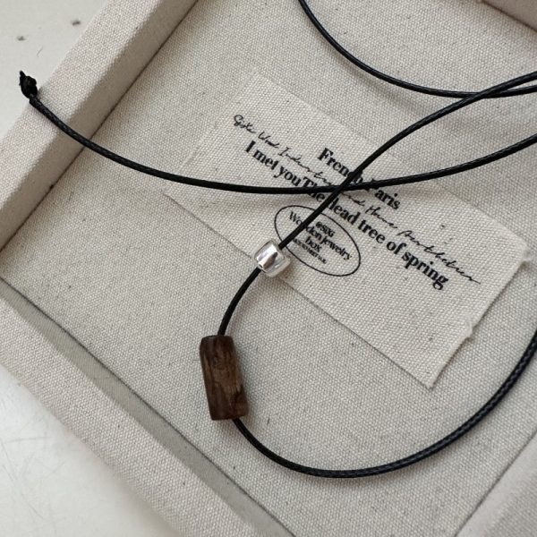 Wholesale 925 Sterling Silver Wood Grain Wax Cord Necklace - Image 2