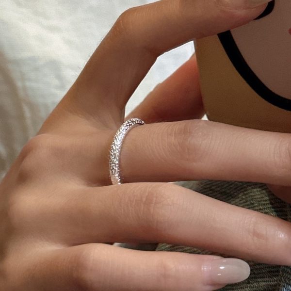 Wholesale 925 Sterling Silver Textured Thin Ring - Image 5