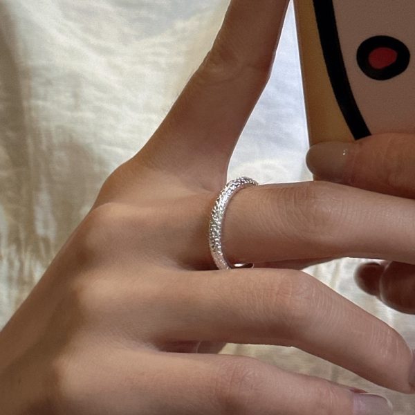 Wholesale 925 Sterling Silver Textured Thin Ring - Image 6