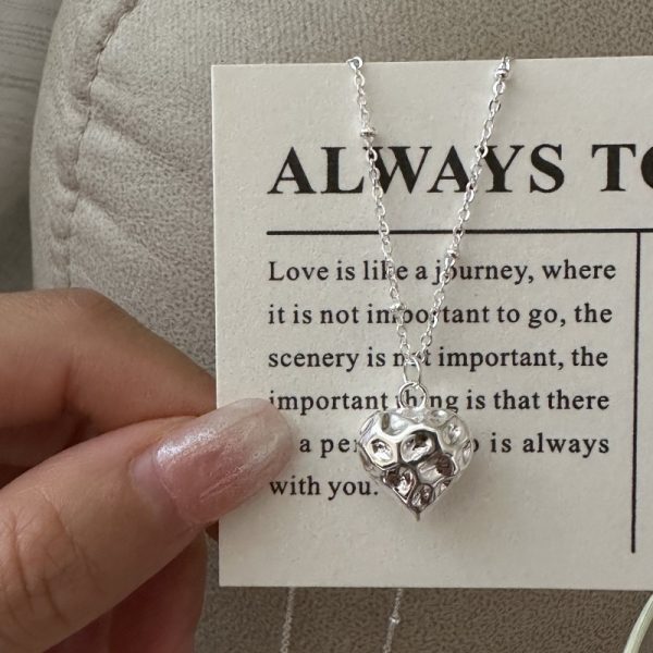 Wholesale 925 Sterling Silver Textured Love Necklace - Image 2
