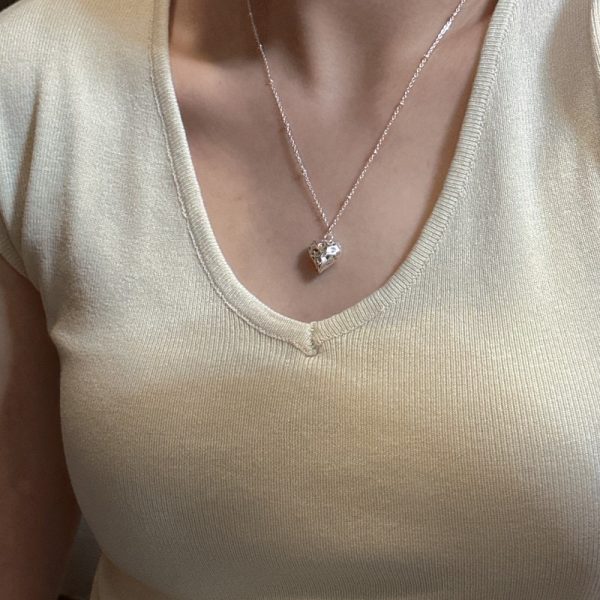 Wholesale 925 Sterling Silver Textured Love Necklace - Image 5
