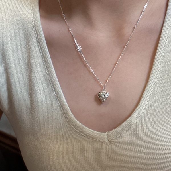 Wholesale 925 Sterling Silver Textured Love Necklace - Image 6