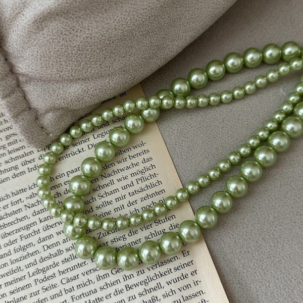 Wholesale 925 Sterling Silver Green Glass Bead Necklace