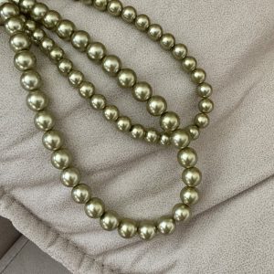 Wholesale 925 Sterling Silver Green Glass Crystal Pearl Necklace