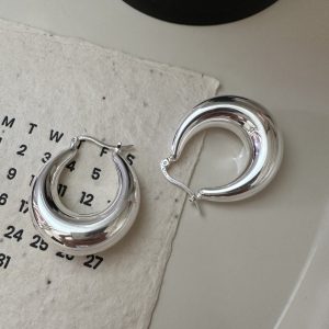 Wholesale 925 Sterling Silver Glossy Hoop Earrings