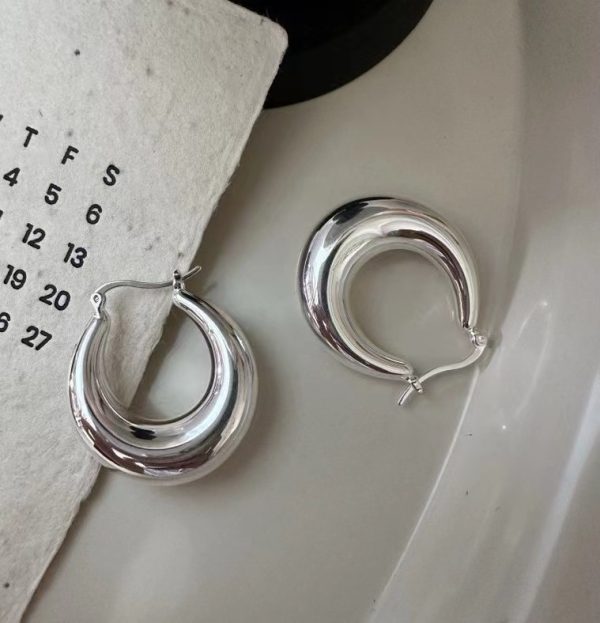 Wholesale 925 Sterling Silver Glossy Hoop Earrings - Image 3